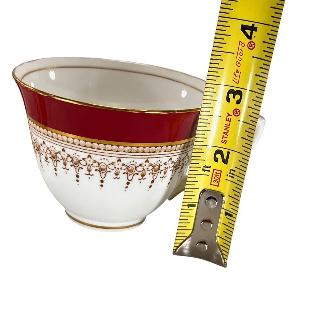 Vtg Royal Worcester Red Regency Tea Cup Saucer Set Of 2 Gold Trim England - Picture 13 of 15